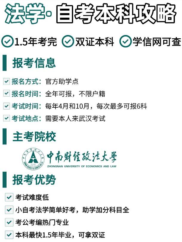 自考中南財(cái)大法學(xué)本科真的很香！大膽沖！-圖1