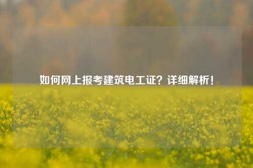 如何網(wǎng)上報(bào)考建筑電工證？詳細(xì)解析！-圖1