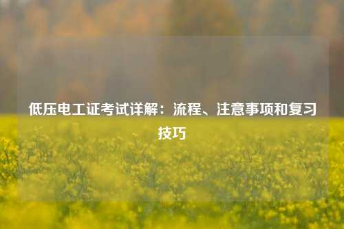 低壓電工證考試詳解：流程、注意事項和復習技巧-圖1