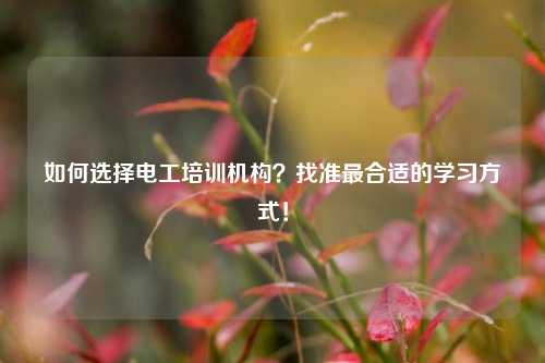 如何選擇電工培訓(xùn)機構(gòu)？找準(zhǔn)最合適的學(xué)習(xí)方式！-圖1