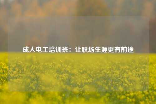 成人電工培訓(xùn)班：讓職場(chǎng)生涯更有前途-圖1