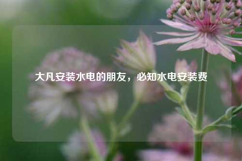 大凡安裝水電的朋友，必知水電安裝費-圖1