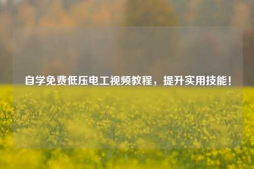 自學(xué)免費低壓電工視頻教程，提升實用技能！-圖1