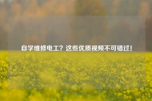自學(xué)維修電工？這些優(yōu)質(zhì)視頻不可錯(cuò)過(guò)！-圖1